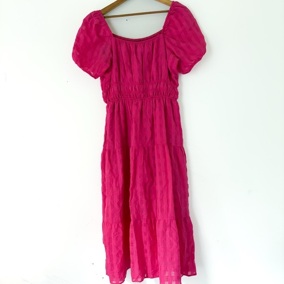 NWOT Anthropologie Francesca Tiered Midi Dress Size Medium Petite. Hot pink - Picture 13 of 14